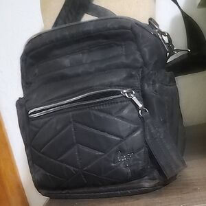 Black Quilted Womans Lug Purse